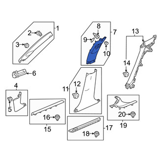 Acura OE - Left Upper Door Pillar Post Trim Set