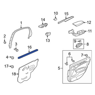 Acura OE - Rear Left Door Window Belt Weatherstrip