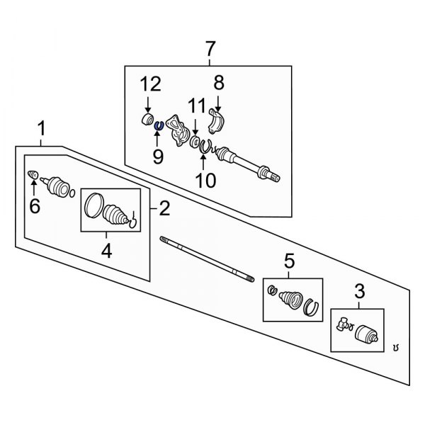 CV Axle Shaft Carrier Bearing Retaining Ring