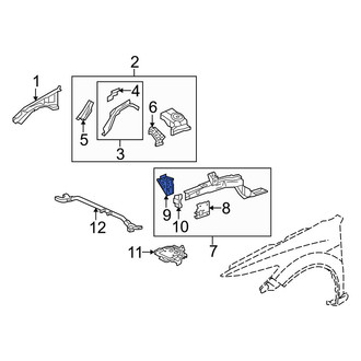 Acura OE - Left Fender Rail Reinforcement