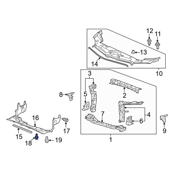 Radiator Support Air Deflector Clip