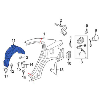 Acura OE - Rear Right Upper Quarter Panel Splash Shield