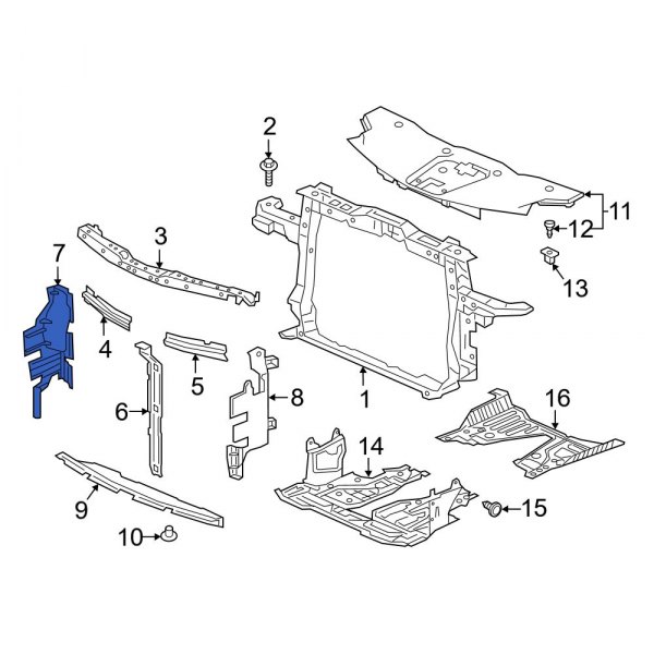 Acura OE 74104TJBA01 - Front Right Radiator Support Air Deflector