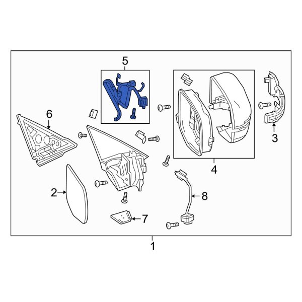 Acura OE 76206TJBA02 Front Right Door Mirror Wiring Harness