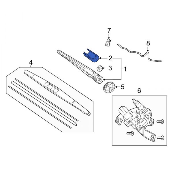 Back Glass Wiper Arm Cap