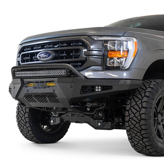 Addictive Desert Designs® - HoneyBadger Full Width Black Front HD Bumper with Hoop