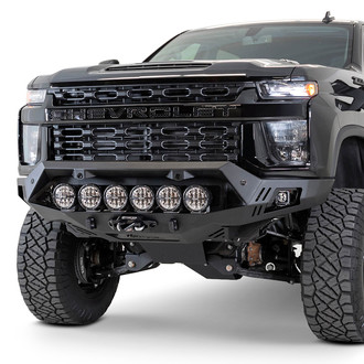 Addictive Desert Designs® - Bomber Full Width Black Powder Coated Front Winch HD Bumper