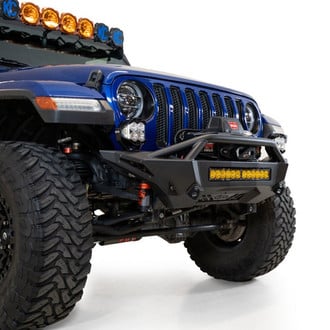 Addictive Desert Designs® - Stealth Fighter Mid Width Hammer Black Front Winch HD Bumper with Pre-Runner Guard