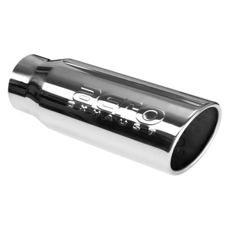 AERO Exhaust® - 304 SS Round Rolled Edge Angle Cut Weld-On Single-Wall Polished Exhaust Tip (4" Inlet, 5" Outlet, 11.5" Length)