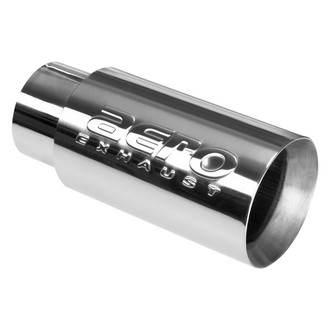 AERO Exhaust® - 304 SS Round Rolled Edge Straight Cut Clamp-On Double-Wall Polished Exhaust Tip (3" Inlet, 4" Outlet, 9" Length)