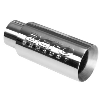 AERO Exhaust® - 304 SS Round Rolled Edge Straight Cut Weld-On Double-Wall Polished Exhaust Tip (2.5" Inlet, 3.5" Outlet, 9" Length)