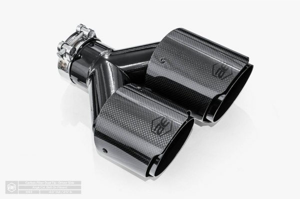 AERO Exhaust® - Driver Side 304 SS Round Angle Cut Dual Carbon Fiber Exhaust Tip