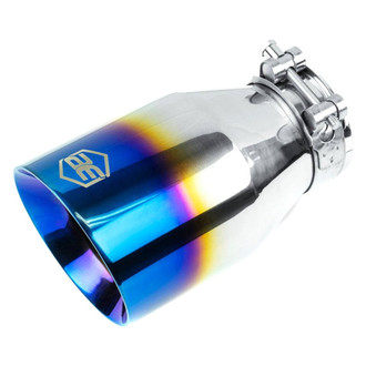 AERO Exhaust® - 304 SS Round Angle Cut Clamp-On Double-Wall Blue Flame Exhaust Tip (2.25" Inlet, 4" Outlet, 7" Length)