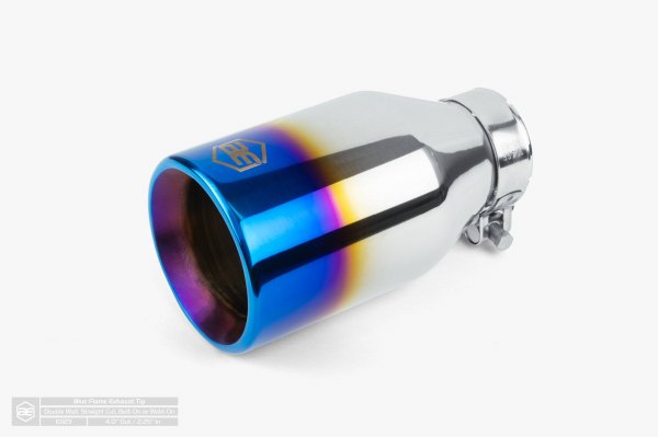 AERO Exhaust® - 304 SS Round Straight Cut Double-Wall Blue Flame Exhaust Tip