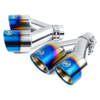 AERO Exhaust® - 304 SS Round Angle Cut Clamp-On Dual Exhaust Tips