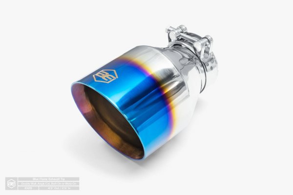 AERO Exhaust® - 304 SS Round Angle Cut Double-Wall Blue Flame Exhaust Tip