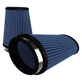 aFe® - Magnum Flow® Pro 5R Round Tapered Blue Air Filter (Pair) (3" FIL x 4.75" FIW x 4" BOL x 5.75" BOW x 2.5" TOL x 4.25" TOW x 6" H)