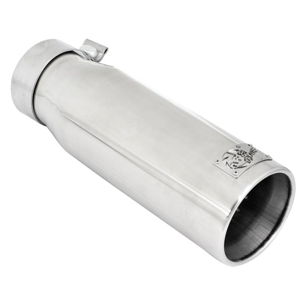 aFe® - Mach Force XP™ 304 SS Round Straight Cut Polished Exhaust Tip with Silver Laser Cut Logo