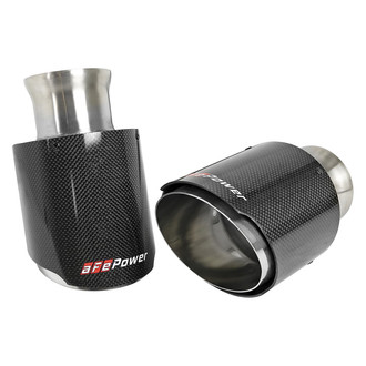 aFe® - Mach Force XP™ 304 SS Round Angle Cut Bolt-On Double-Wall Carbon Fiber Exhaust Tips