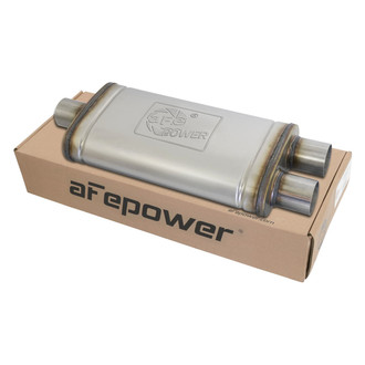 aFe® - Mach Force XP™ 409 SS Oval Gray Exhaust Muffler (2.5" Center ID, 2.5" Dual OD, 18" Length)