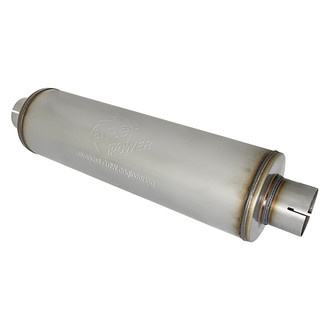 aFe® - Mach Force XP™ 409 SS Round Gray Exhaust Muffler (3.5" Center ID, 3.5" Center OD, 24" Length)