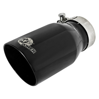 aFe® - Mach Force XP™ 304 SS Round Angle Cut Bolt-On Black Exhaust Tip with Laser Etched Logo (2.5" Inlet, 3.5" Outlet, 7" Length)