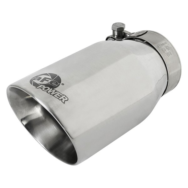 aFe® - Mach Force XP™ 304 SS Round Angle Cut Polished Exhaust Tip with Laser Etched Logo