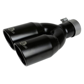 aFe® - Mach Force XP™ 304 SS Round Clamp-On Dual Black Exhaust Tip (2.5" Inlet, 3.5" Outlet, 12" Length)