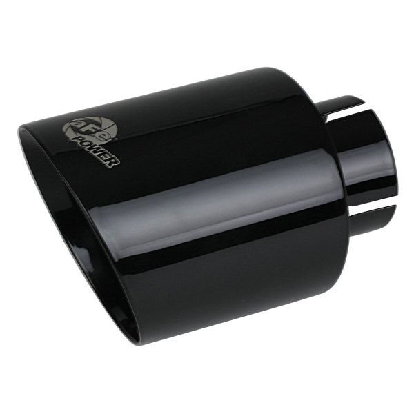aFe® - Mach Force XP™ 304 SS Round Angle Cut Black Exhaust Tip with Laser Etched Logo