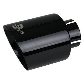 aFe® - Mach Force XP™ 304 SS Round Angle Cut Bolt-On Black Exhaust Tip with Laser Etched Logo (2.5" Inlet, 4.5" Outlet, 7" Length)