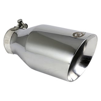 aFe® - Mach Force XP™ 304 SS Round Angle Cut Clamp-On Polished Exhaust Tip (2.5" Inlet, 4.5" Outlet, 9" Length)