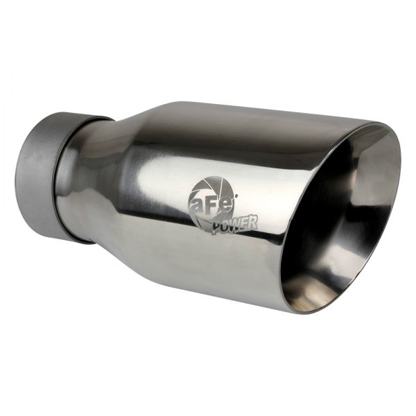 aFe® - Mach Force XP™ 304 SS Round Angle Cut Polished Exhaust Tip with Laser Etched Logo