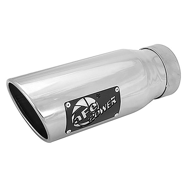 aFe® - Mach Force XP™ Stainless Steel Round Angle Cut Polished Exhaust Tip with Laser Cut Logo