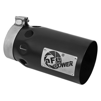 aFe® - Rebel XD Series™ 409 SS Round Intercooled Straight Cut Clamp-On Black Exhaust Tip (4" Inlet, 5" Outlet, 10" Length)
