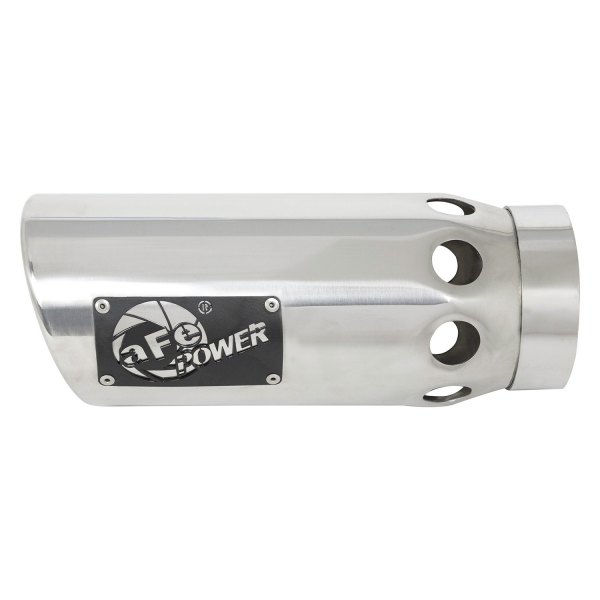 aFe® - Mach Force XP™ 304 SS Round Intercooled Angle Cut Polished Exhaust Tip with Laser-Cut Logo
