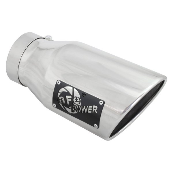 aFe® - Mach Force XP™ Passenger Side 304 SS Round Angle Cut Polished Exhaust Tip with Laser Cut Logo