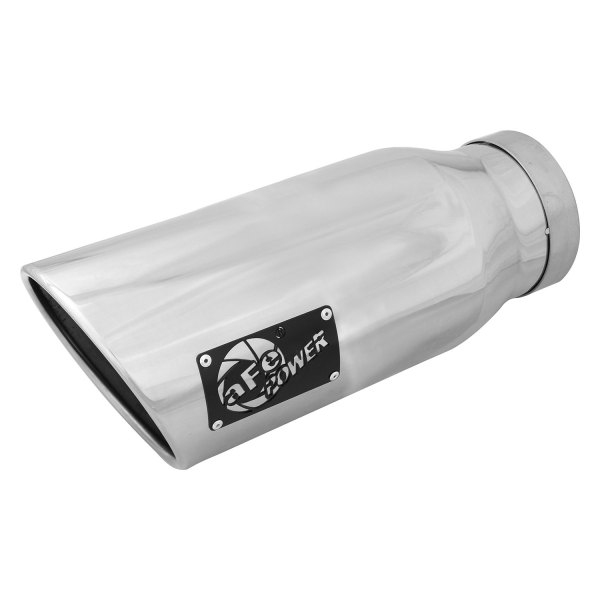 aFe® - Mach Force XP™ Driver Side 304 SS Round Angle Cut Polished Exhaust Tip with Laser Cut Logo