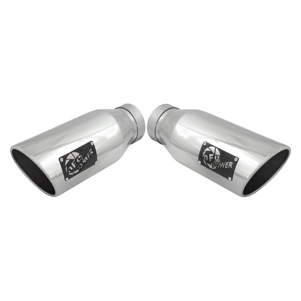 aFe® - Mach Force XP™ 304 SS Round Angle Cut Polished Exhaust Tips with Laser Cut Logo