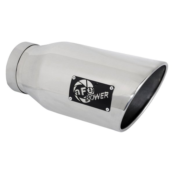 aFe® - Mach Force XP™ Driver Side 304 SS Round Angle Cut Polished Exhaust Tip with Laser Cut Logo
