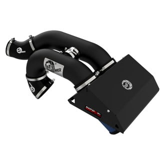 aFe® - Rapid Induction Wrinkle-Black Powder-Coated Cold Air Intake System with Pro 5R Blue Filter With Dual Filters