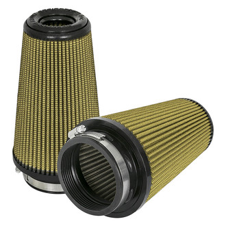 aFe® - Magnum Flow® Pro Guard 7 Round Straight Tan Air Filter (Pair) (3.5" F x 5" B x 3.5" T x 8" H)