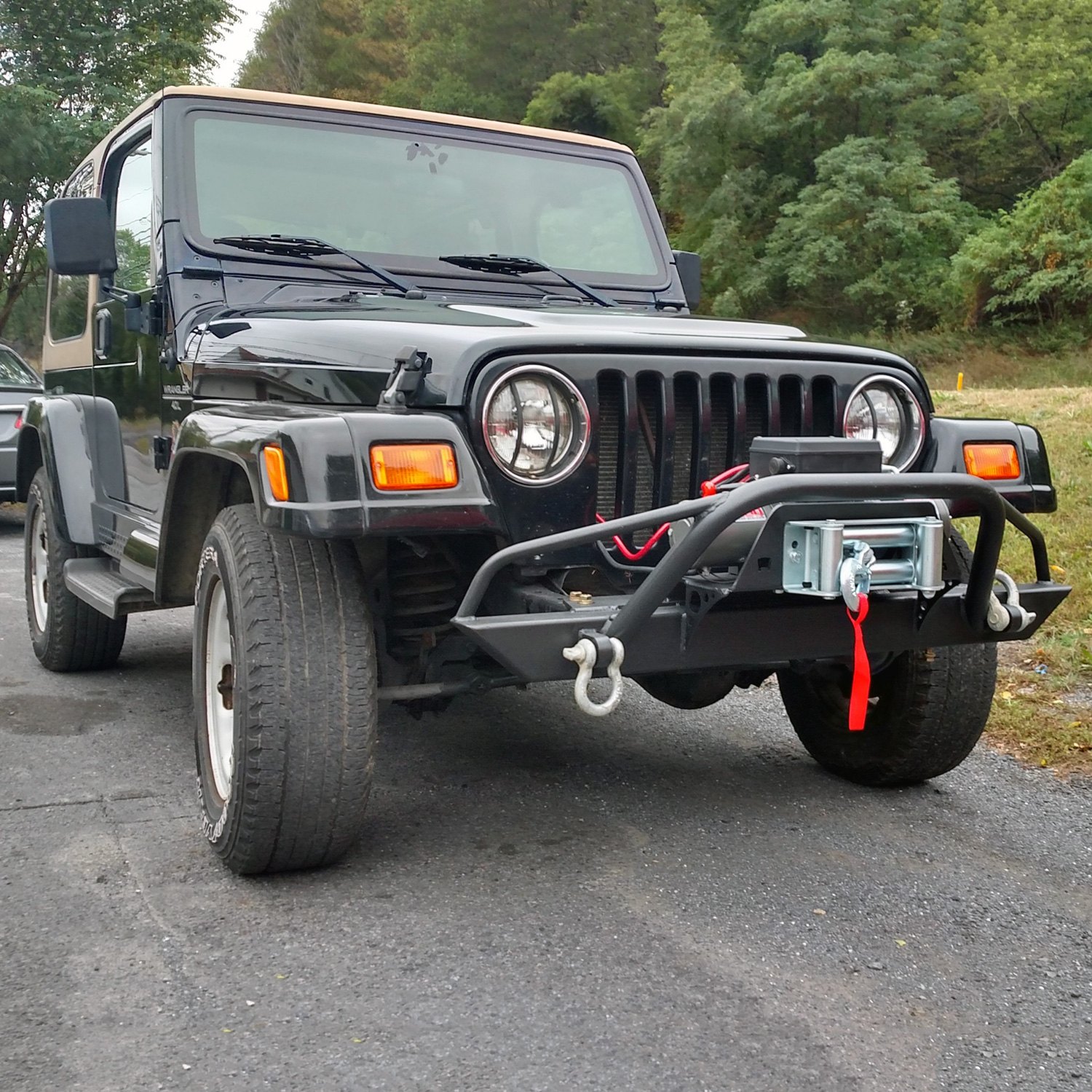 Affordable Offroad® - Jeep Wrangler 1997 Affordable Series Mid Width Front  Winch HD Bumper with Pre-Runner Guard