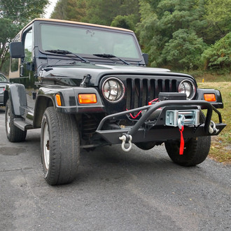 Affordable Offroad® - Affordable Series Mid Width Black Powder Coated Front Winch HD Bumper with Pre-Runner Guard