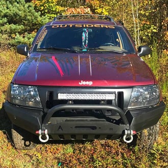 Affordable Offroad® - Elite Series Full Width Black Powder Coated Front Winch Modular Bumper with Hoop