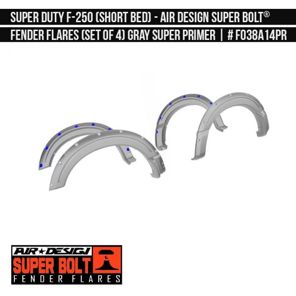 Air Design® - Super Bolt Gray Primer Front and Rear Fender Flare Kit