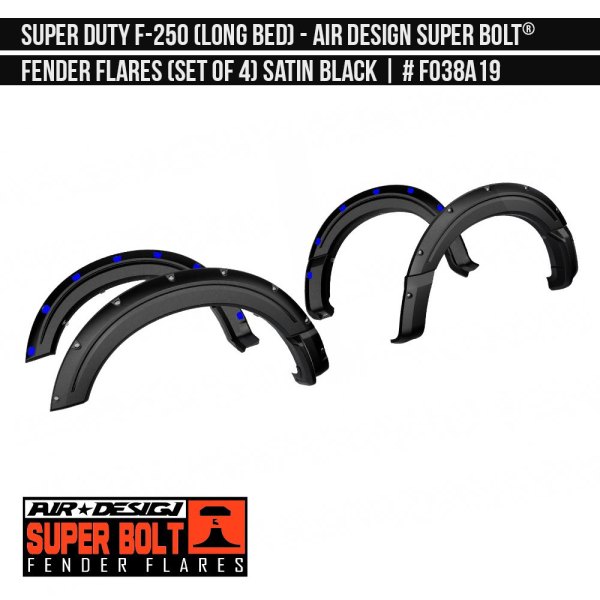 Air Design® - Super Bolt Satin Black Front and Rear Fender Flare Kit