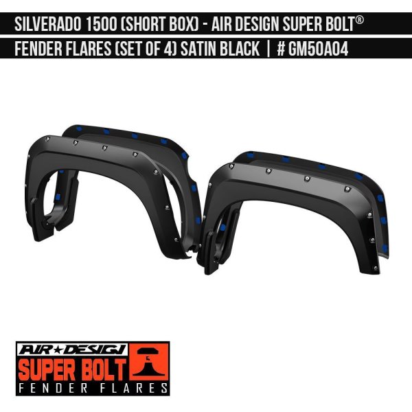 Air Design® - Super Bolt Satin Black Front and Rear Fender Flare Kit