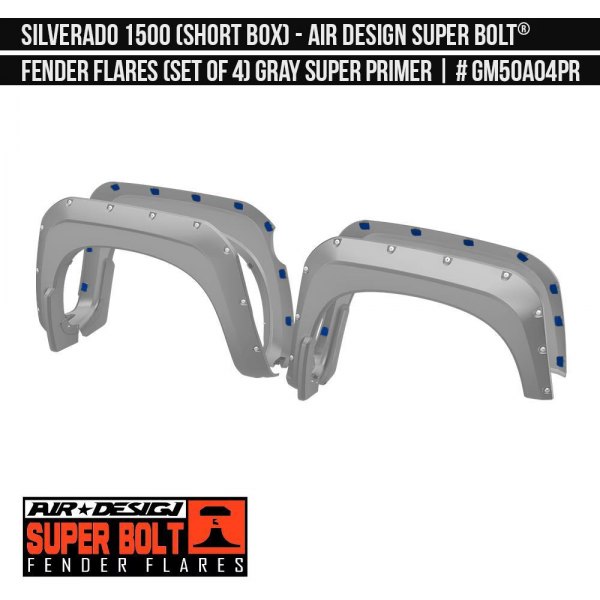 Air Design® - Super Bolt Gray Primer Front and Rear Fender Flare Kit