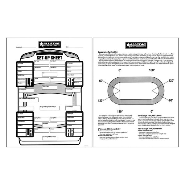 AllStar Performance® - Circle Track Set Up Sheets