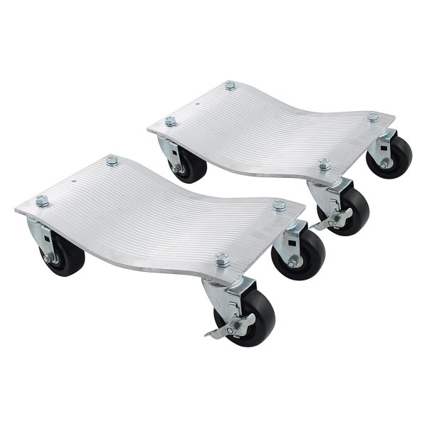 AllStar Performance® - 4000 lb 14-1/2" x 23-1/2" Aluminum Individual Car Dolly (2 Pieces) with Caster Locking